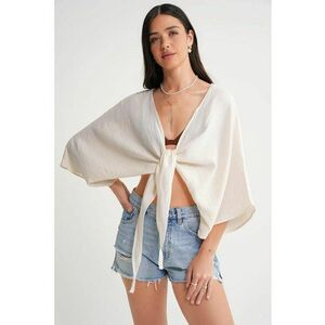 Bluze dama - Bluza Bolero cu Decolteu in V - natural - bumbac imagine