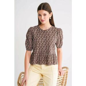Tricou dama - guler maro cafea - textil - Caffe imagine