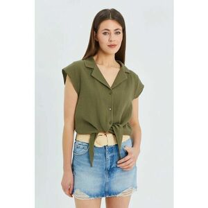 Camasa camasa scurta - detaliu funda - verde kaki - textil imagine