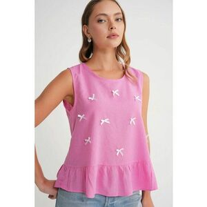Bluza dama - guler rotund - detaliu funda - roz pudrat - textil imagine