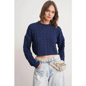 Pulover dama - albastru marin - tricot - imagine