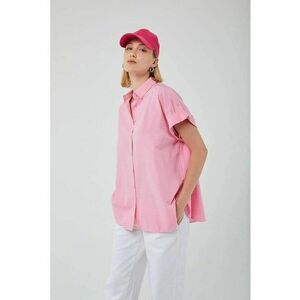 Camasa dama - cu maneca scurta supradimensionata - roz pudrat - textil imagine
