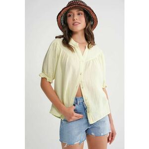 Camasa dama - camasa cu maneca scurta - galben chihlimbar - amestec de in imagine
