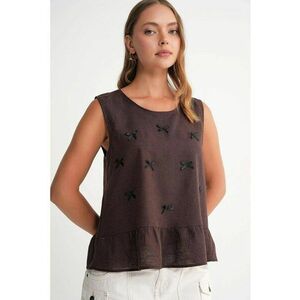 Maiou cu decolteu rotund - detaliu funda - maro cafea - textil imagine