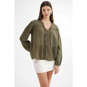 Camasa dama - bluza cu maneca lunga - croiala lejera - verde kaki - textil imagine