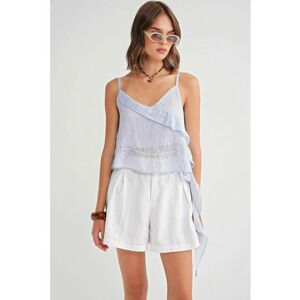 Top scurt texturat - volane - albastru deschis - textil imagine