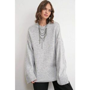 Pulover dama - supradimensionat - gri - textil - imagine