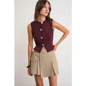 Vesta dama - Tricot - Visiniu - imagine