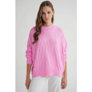 Pulover dama - tricotat - roz pudrat - cu model impletit - imagine