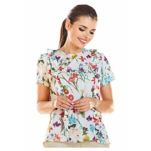 Tricou dama - Poliester/Elastan - model flori - Alb imagine