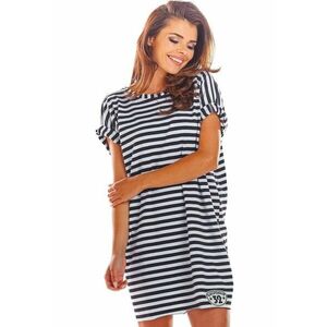 Rochie mini lejera cu maneci scurte - Alb/Negru imagine