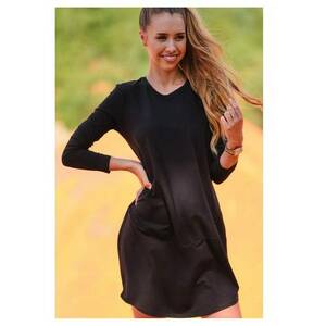 Rochie - Bumbac/Lycra - Negru - Negru imagine