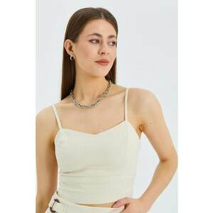Maiou dama - scurta - guler inima - natural - textil imagine