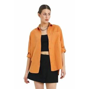 Camasa cu maneca lunga - buzunar - portocalie - textil imagine
