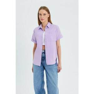 Camasa dama - Slim Fit - buzunar - lila - textil imagine