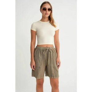 Pantaloni scurti dama mini - bej natural - bumbac imagine