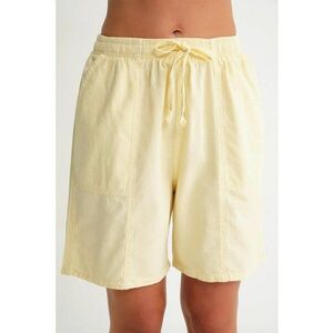 Pantaloni scurti dama - mini - talie inalta - galben lamaie - bumbac imagine