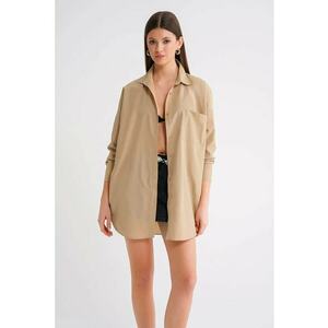 Camasa dama - camasa cu maneca lunga - bej natural - textil imagine