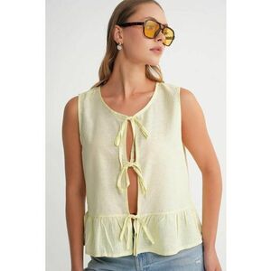 Maiou dama - cu volane si nod in fata - galben lamaie - textil imagine