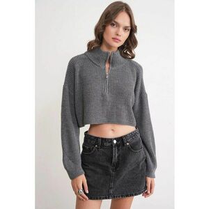 Pulover dama - Gri inchis - Tricot - imagine