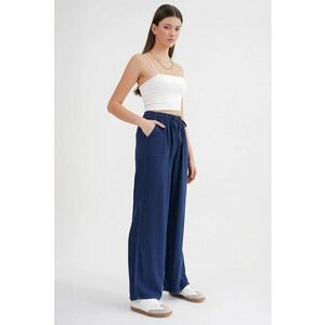 Pantaloni dama - talie elastica - bleumarin - textil imagine