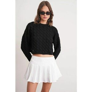 Pulover dama - Negru - Tricot - Guler rotund - imagine