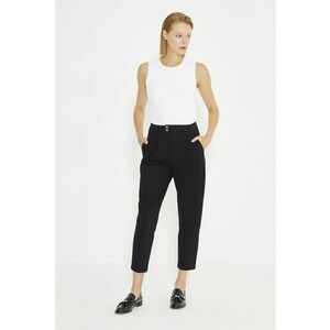 Pantaloni crop cu croiala conica - Negru imagine