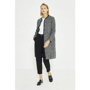 Palton cu model herringbone si aspect texturat - fara inchidere - Alb/Negru imagine