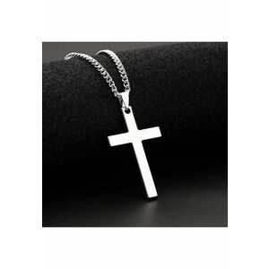 Colier argintiu - din otel inoxidabil - suflat cu aur 18k - cu pandantiv cruciulita - Sonni C4 imagine