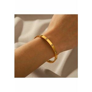 Bratara aurie - din otel inoxidabil - suflata cu aur 18k - tip bangle - cu pietre din zirconiu - Pavla C4 imagine