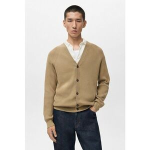 Cardigan cu decolteu in V si nasturi - Maro camel imagine