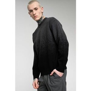 Pulover cu decolteu la baza gatului si detaliu logo - Negru/Gri imagine