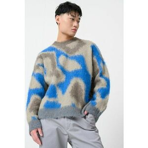 Pulover lejer cu decolteu la baza gatului - Albastru royal/Maro deschis/Maro camel imagine