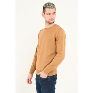 Pulover tricotat fin cu model uni - Maro camel imagine