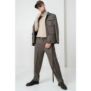 Pulover tricotat fin din lana cu guler inalt - Maro camel imagine