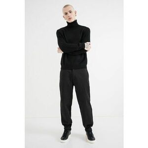 Pulover din amestec de lana cu guler inalt - Negru imagine