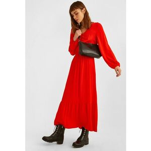 Rochie cu fenta cu nasturi - Rosu vermillion imagine