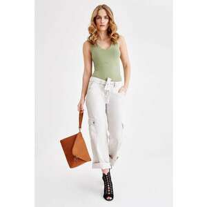 Pantaloni cargo din bumbac - Alb murdar imagine
