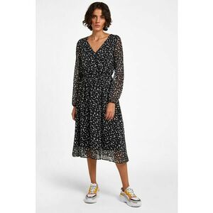 Rochie midi din sifon - Alb/Negru/Transparent imagine