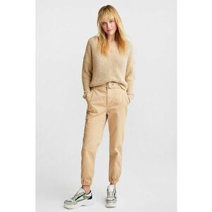 Pantaloni crop cargo cu croiala conica - Bej imagine