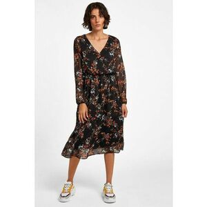 Rochie midi din sifon - Negru/Portocaliu/Albastru deschis imagine