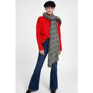 Pulover cu guler inalt si model uni - Rosu vermillion imagine