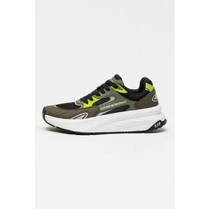 Pantofi sport low-cut cu insertii din plasa si model unisex - Negru/Verde inchis imagine