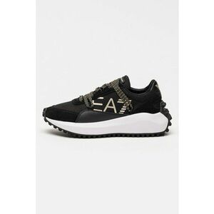 Pantofi sport low-cut cu garnituri din piele si logo - Auriu/Negru imagine