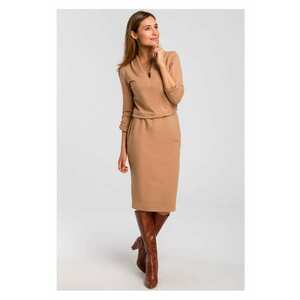 Rochie tricotata cu decolteu - cappuccino - imagine