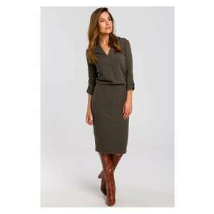 Rochie tricotata cu decolteu - olive - imagine
