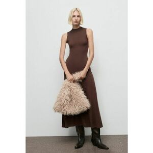 Rochie cu croiala in A - fara maneci - Maro inchis imagine