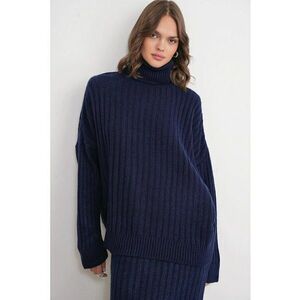 Pulover dama - Guler inalt - Tricot - Albastru marin imagine