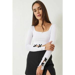 Bluza dama - Slim Fit - jerseu - Alb - Alb imagine