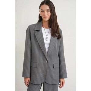 Sacou dama - supradimensionat - model cu dungi - gri - textil imagine